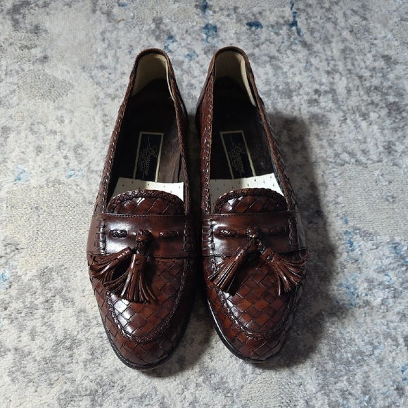 Bragano‎ By Cole Haan Men's Size 10N Woven Brown Tassel Loafers Made In Italy - Picture 1 of 7